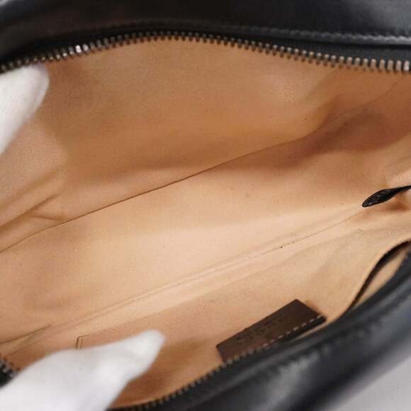 GUCCI Authentic Black Leather GG Marmont Shoulder Bag - Picture 4 of 13